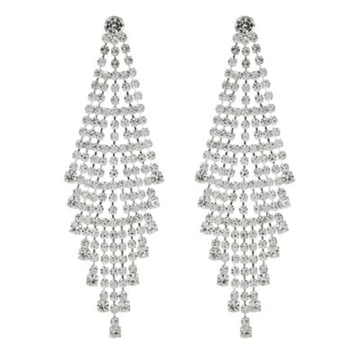 Silver diamante chandelier earring